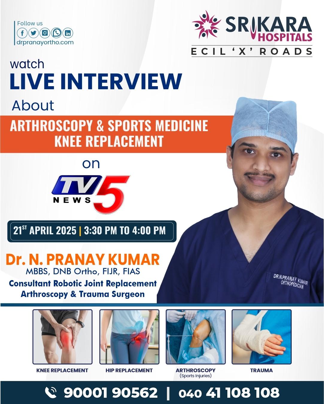 Dr Pranay Gallery | Best orthopedic doctor in ecil hyderabad 32 Dr Pranay on TV5 News Live Interview